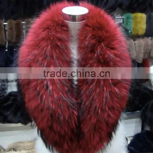 Myfur 2016 China Wholesale Natural Raccoon Fur Hood Trim Detachable Women Leather Collars thumbnail-3