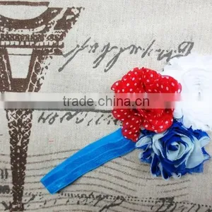 Boutique Handmade 4th July Headband Wholesale In Red Polka Dot, Frayed White, and Blue thumbnail-2