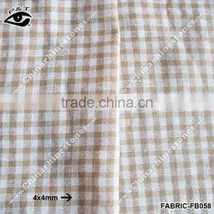 4x4MM Check Design Yellow Coffee Color Fabric Pure Cotton Fabric For Household thumbnail-2