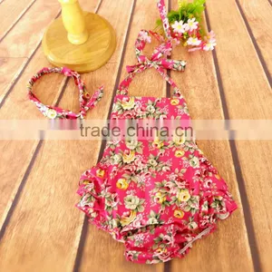 Custom Baby Girls Ruffles Romper +Headband thumbnail-1