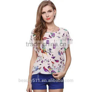 Short Sleeved Large Print Chiffon Jacket Shirt SD103 thumbnail-1