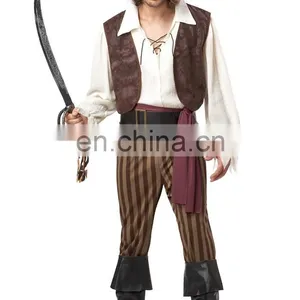 New Styles Adult Men Caribbean Pirate Costume Halloween Party Costume Fancy Dress Costumes AGM 2006 thumbnail-1