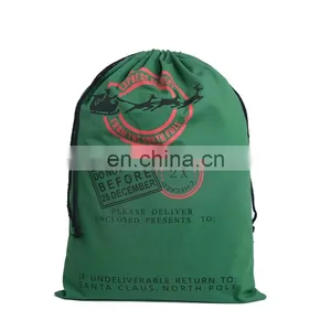 Party Green Cotton Canva Christmas Sacks thumbnail-3