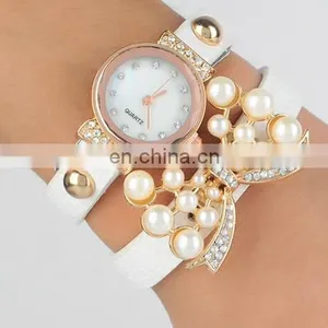 European Fashion Ladies Bracelet Watch Bowknot Retro Winding Watch Butterfly Pearl Bracelet Watches thumbnail-5