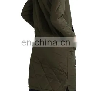 Factory 100% Polyester Women Quilted Long Damiond Quilted Jacket thumbnail-4