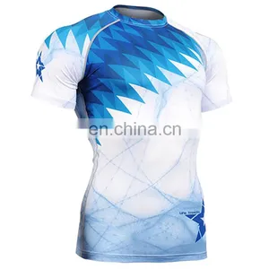 Custom Blank Fitness Wear Short Sleeve Training Clothing Gym Wear Compression Tights Rash Guard Swim thumbnail-5