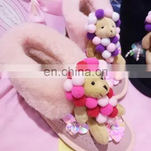 Aidocrystal Wholesale Black Pink 2016 New Style Cute Plush Bear Winter Warm Boots For Girls thumbnail-2