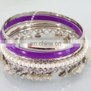 Wholesale Purple and Silver Coin Imitation Bracelet Bangles-party Wear Bracelet-Indian Fashion Costume Bracelet thumbnail-2