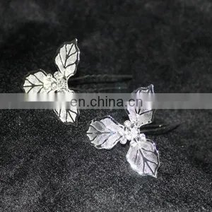New Silver Plated Wedding Bridal Rhinestones Crystal Pearl Flower HairPin thumbnail-2
