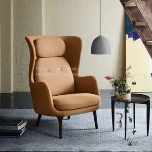 Modern Wood Leg Fabric Cushion Armchair Fiberglass Inner Shell Chair thumbnail-5
