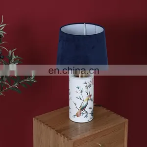 Elegant Modern Design Flower and Bird Living Room Desk Porcelain Night Lamp for Hotel Decor thumbnail-2