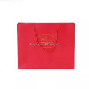 Custom Packaging Red Kraft Paper Gift Shopping Bags Luxury thumbnail-1