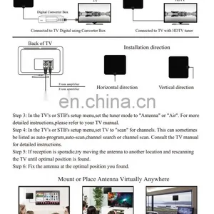 50 Miles Amplified HDTV Digital Indoor UHF Antenna With Coax Cable thumbnail-4