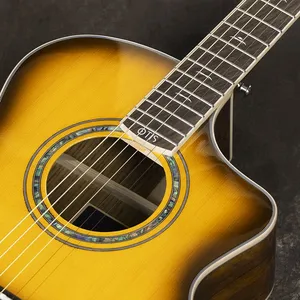 Otis 41inch Spruce Solid Top Guitar Wood Guitar Factory Cutaway Single Board Guitar Supplier FJ-28N New thumbnail-5