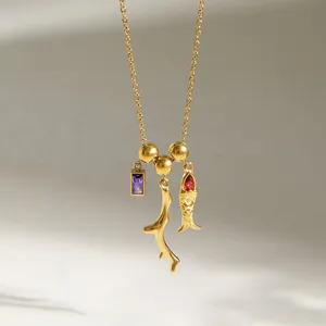 Gold Plated Stainless Steel Dolphin Pendant Necklace for Women Ocean Charm Necklace Waterproof Hypoallergenic Jewelry Wholesale thumbnail-3