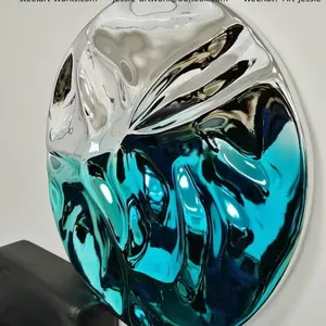 Brand Store DecorationDecorative Metal PlatingMetal Wave Wall Sculpture thumbnail-2