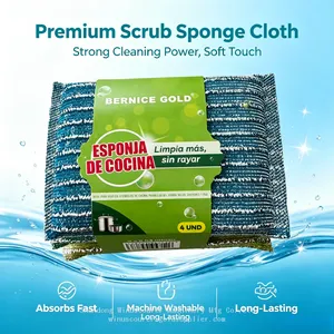 Colorful Double Layer Dish Sponges Reusable High Density Foam Cleaning Sponges for Non-Stick Cookware thumbnail-1
