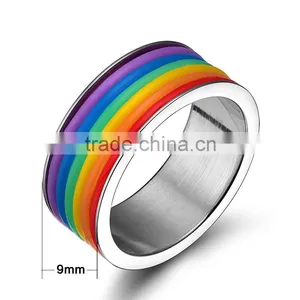 New Rainbow Colors Gay Rings Gay Men Rings Different Colors Ring Silver Ring thumbnail-5