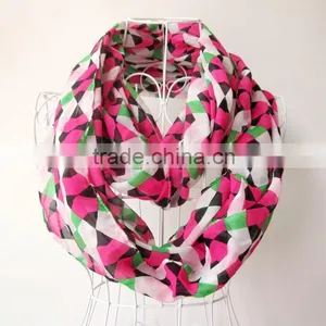Fashionable Geometric Pattern Chiffon Printed Indian Silk Muslim Lady Scarf thumbnail-1