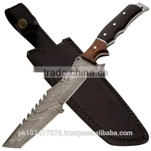 Damascus Steel With Real Leather Sheath Animal Bone thumbnail-1
