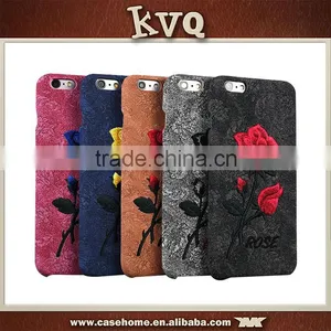 Hottest Leather Back Cover for Iphone 6 6s Rose Embroidery Mobile Phone Case thumbnail-2