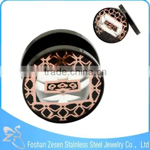 NEW! Black Steel Picture Set Tunnel Ear Plug Piercing thumbnail-6