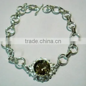 Faceted Smokey Quartz Metal Bracelets thumbnail-1