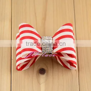 Red/white Satin Bow- Single Hair Bow Use for Hair Accessories, Shoes, Bags, Dresses, Clothes thumbnail-1