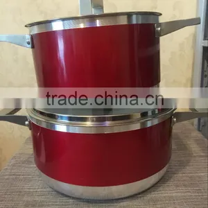 Mejores Ventas de Calidad Amarillo de Aluminio Olla de Ceramica de Utensilios de Cocina de Acero Inoxidable Mango thumbnail-3