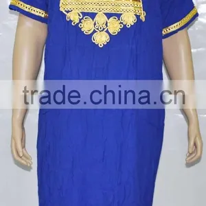 C119 Royal Blue Wholesale Long Sleeve 100% Cotton Dress 2015 thumbnail-1