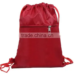 Blank Logo Canvas, Polyester Drawstring Backpack Bag With Front Pocket thumbnail-5
