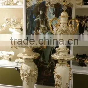 2016 New Design Antique Luxury 30"ceramic Porcelain Art Roman Pillar With Vase for Decoration thumbnail-6