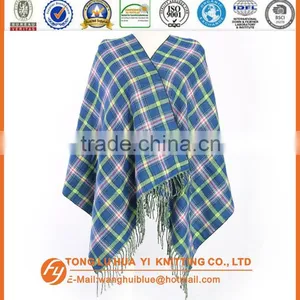 Fashion Soft Wholesale Blue Loop Yarn Woven Square Shawl thumbnail-1
