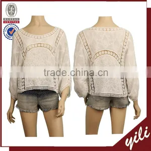 2016 S/A Visible Fashionable Design Ladies Knitted Crochet 100% Cotton Blouse thumbnail-1