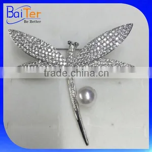 China Wholesale Custom Made Fashion Clear CZ Dragonfly Brooch thumbnail-2