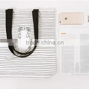 Navy Strap Style Cotton Canvas Tote Shopping Bag thumbnail-2
