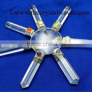 Crystal Quartz Conical Pyramid Crystal Pencil W/Chakra Cab. Energy Generator thumbnail-1