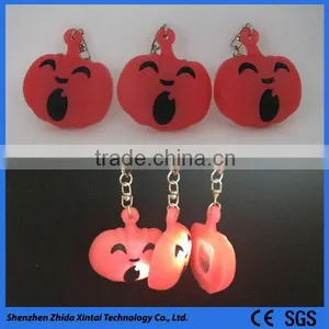 Embossed Cute Pumpkin Shape Silicone Led Light Keychain thumbnail-3