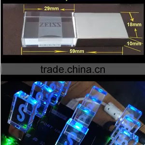 Crystal USB Flash Drive With 3D Logo Laser Printing USB 2.0 4GB 8GB 16GB 32GB Memory Stick Pen Drive Gift Box Quality Choice thumbnail-2