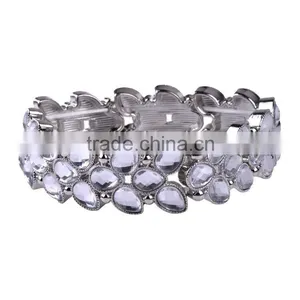 Free Sample 2016 New Design Silver Tone Acrylic Stones Women Bangle Bracelet thumbnail-4