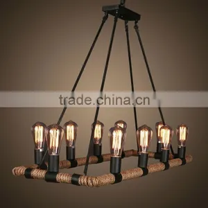 China Wholesale Basic Floor Stand Beautiful Design Hemp Rope Chandelier Lamp thumbnail-1