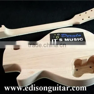 DIY Electric Guitar Kits With Hardware Solid Mahagany Body Tiger Maple Top MX-002 thumbnail-5