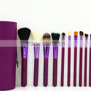12 Cylinder Purple Makeup Brushes thumbnail-1