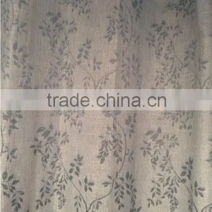 New Arrival Small Leaf 100% Polyester Linen Like Jacquard Curtain Fabric thumbnail-1