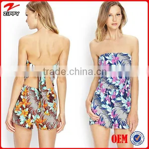 2014 Women Tropical Floral Strapless Romper Women Romper thumbnail-1