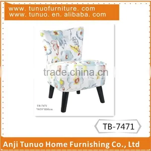 Cafe Chair, Flower Linen Fabric Cover, Black Finish Rubber Wood Legs K/D LEGS,TB-7471 thumbnail-2