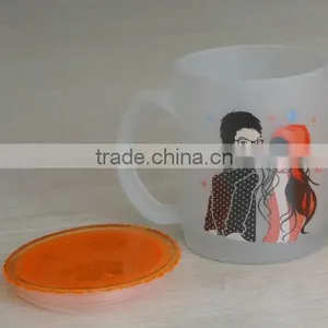 11oz Mat Glass Mug With Plastic Lid thumbnail-1