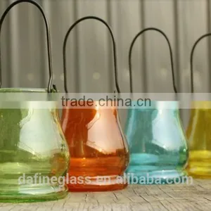 Glass Vase Bottle for Plant With Metal Handle Candle Hydroponic/Home Decoration thumbnail-1