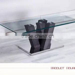 Rectangle Glass Top Wood Frame Centre Table thumbnail-6