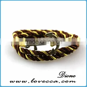 2016 Fashion Navy Style Mens Anchor Leather Rope Bracelet Anchor thumbnail-4